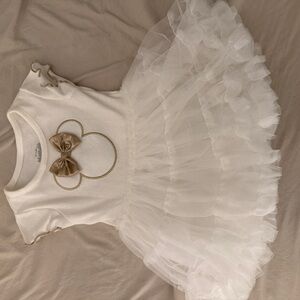 Disney White Tulle Dress with Gold Accents
